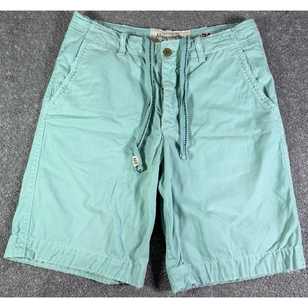 VTG Y2K Abercrombie & Fitch Shorts Men 34 Blue Green Baggy Button Fly Rare Color